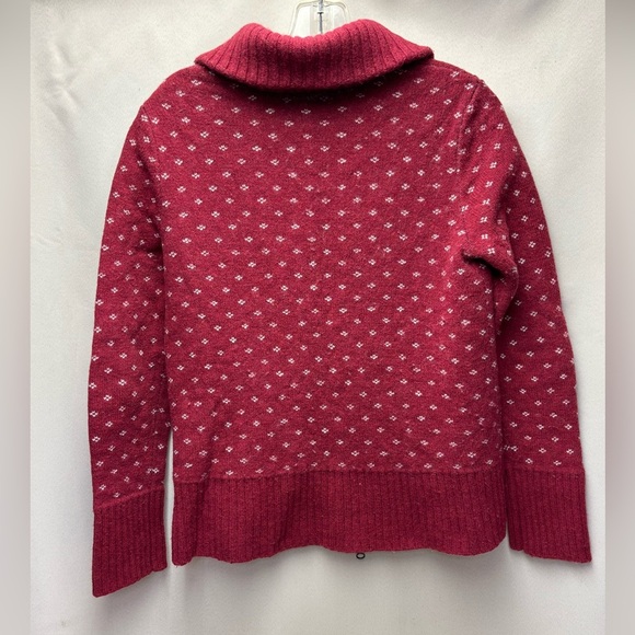 Eddie Bauer Vintage Women’s Red Fair Isle Full Zip Cardigan Sweater Size Medium - Picture 6 of 7